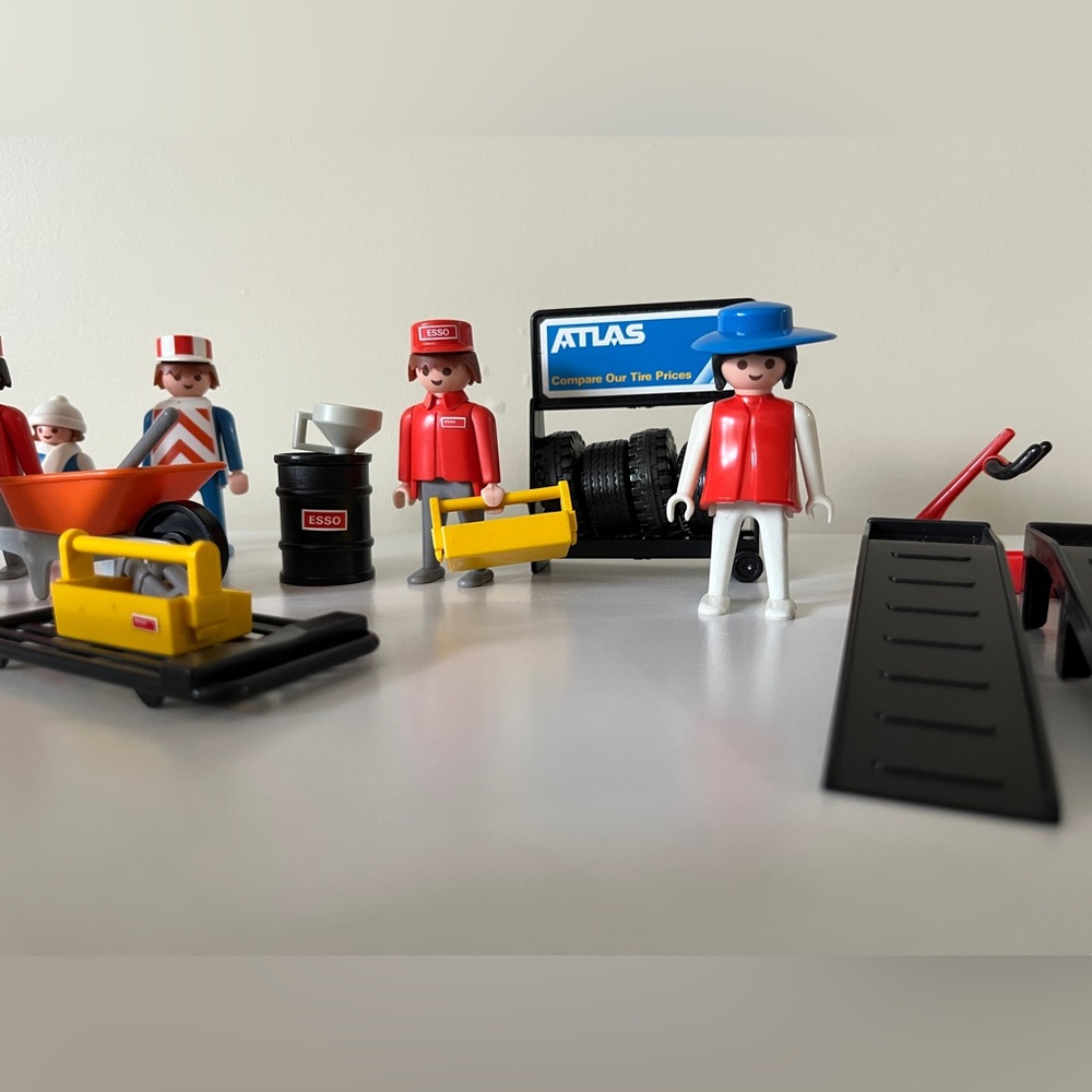 Vintage 1981 Playmobil Esso Gas Station Toy Lot